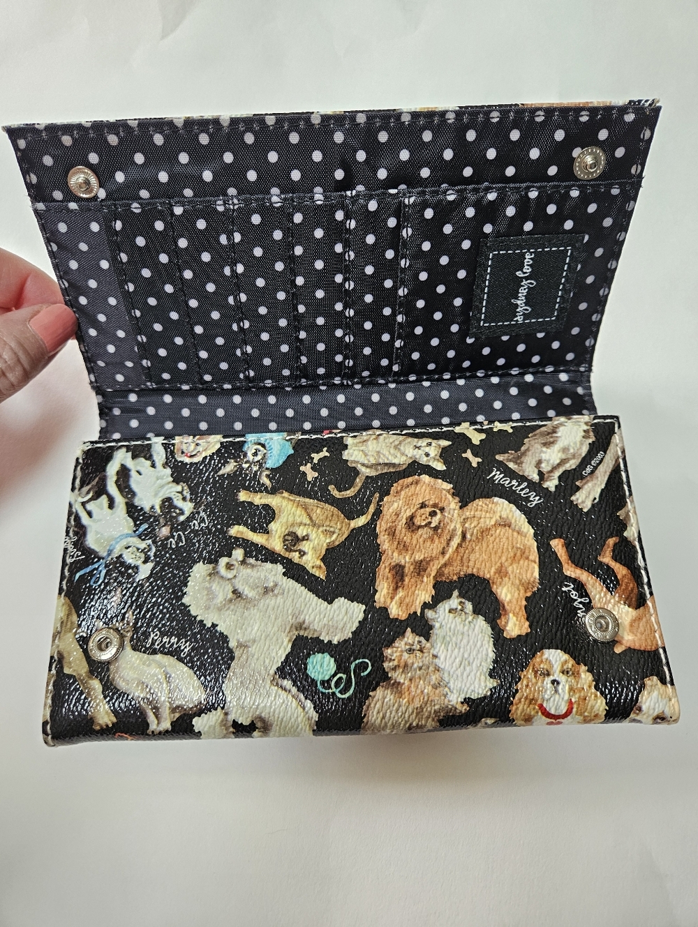 Sydney Love Polka Dot Dog Cat Print Wallet Trifold View 2